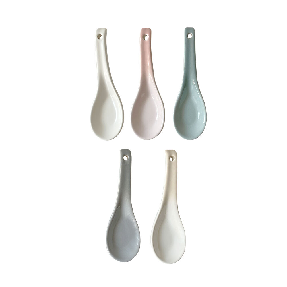 Set of 5 Chinese Spoon Cotton/Mist Grey/Meringue/Sea Salt