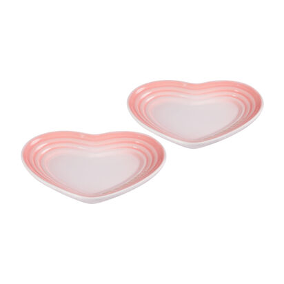 Set of 2 Small Heart Plates Shell Pink