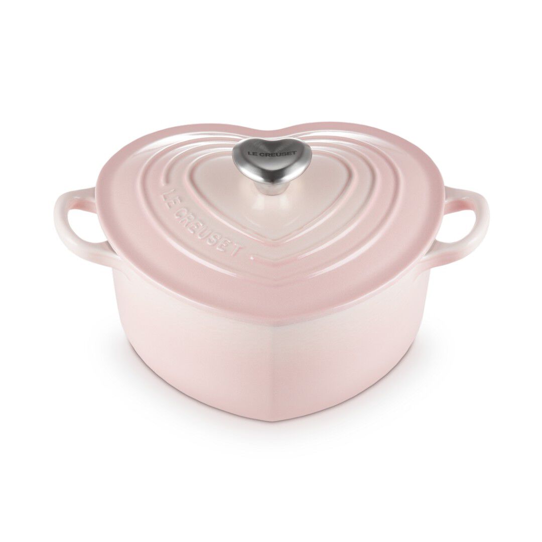 Heart Shaped Casserole with Heart Knob 20cm Shell Pink 777