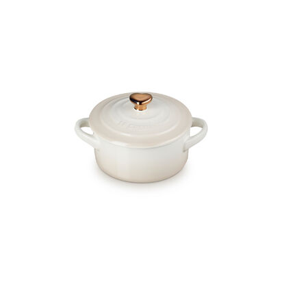 Mini Round Cocotte with Heart Gold Knob 10cm Meringue image number 1