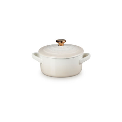Mini Round Cocotte with Heart Gold Knob 10cm Meringue image number 0