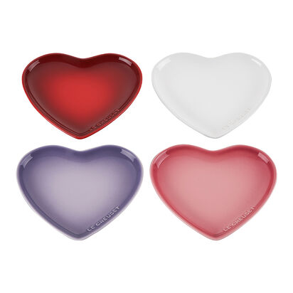 Set of 4 Heart Sphere Plate 17cm Cerise/White/Bluebell Purple/Rose Quartz image number 1