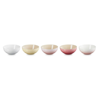 Set of 5 Multi Bowl 15cm White/Custard Yellow/Shell Pink/Rose Quartz/Powder Pink