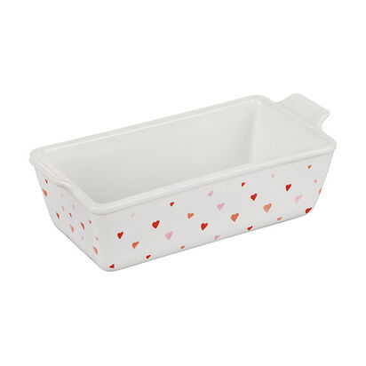 Heritage Loaf Dish with Heart Decal 23cm White