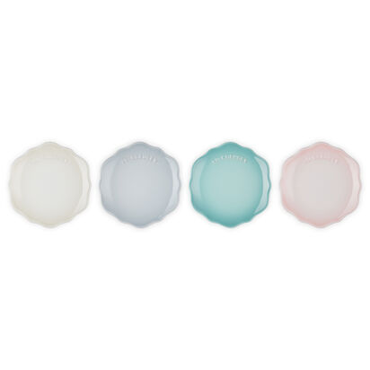 Fleur Lace Set of 4 Mini Round Plate 12cm Meringue/Silver Blue/Sage/Shell Pink