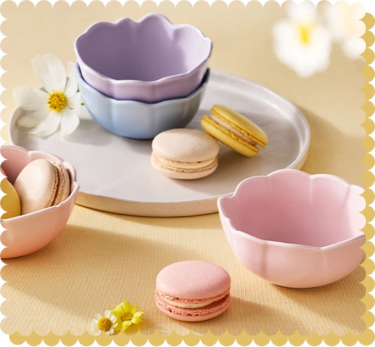 Footed Egg with Macarons
