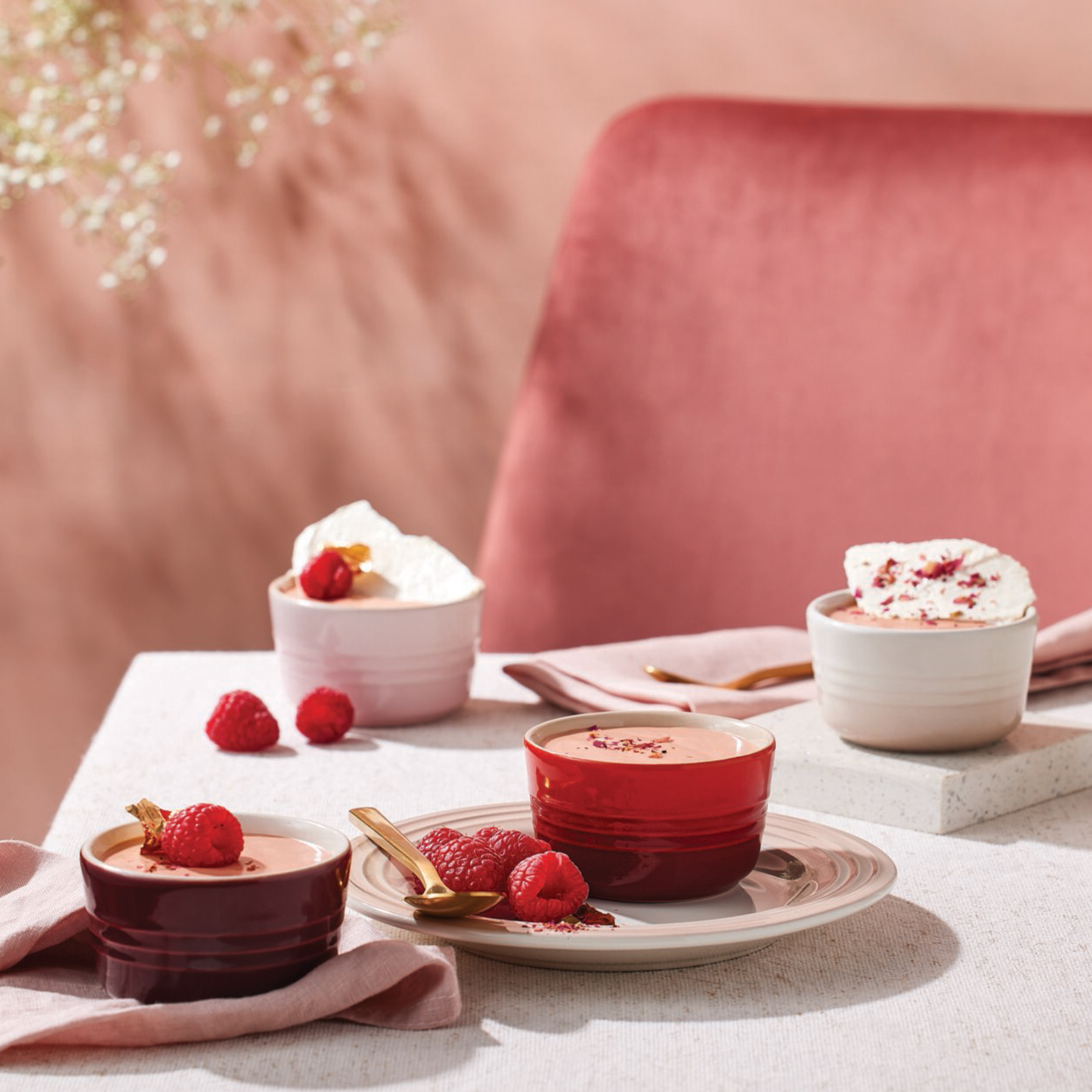 Petits Fours Set of 4 Ramekin 100ml Cerise/Meringue/Shell Pink/Garnet