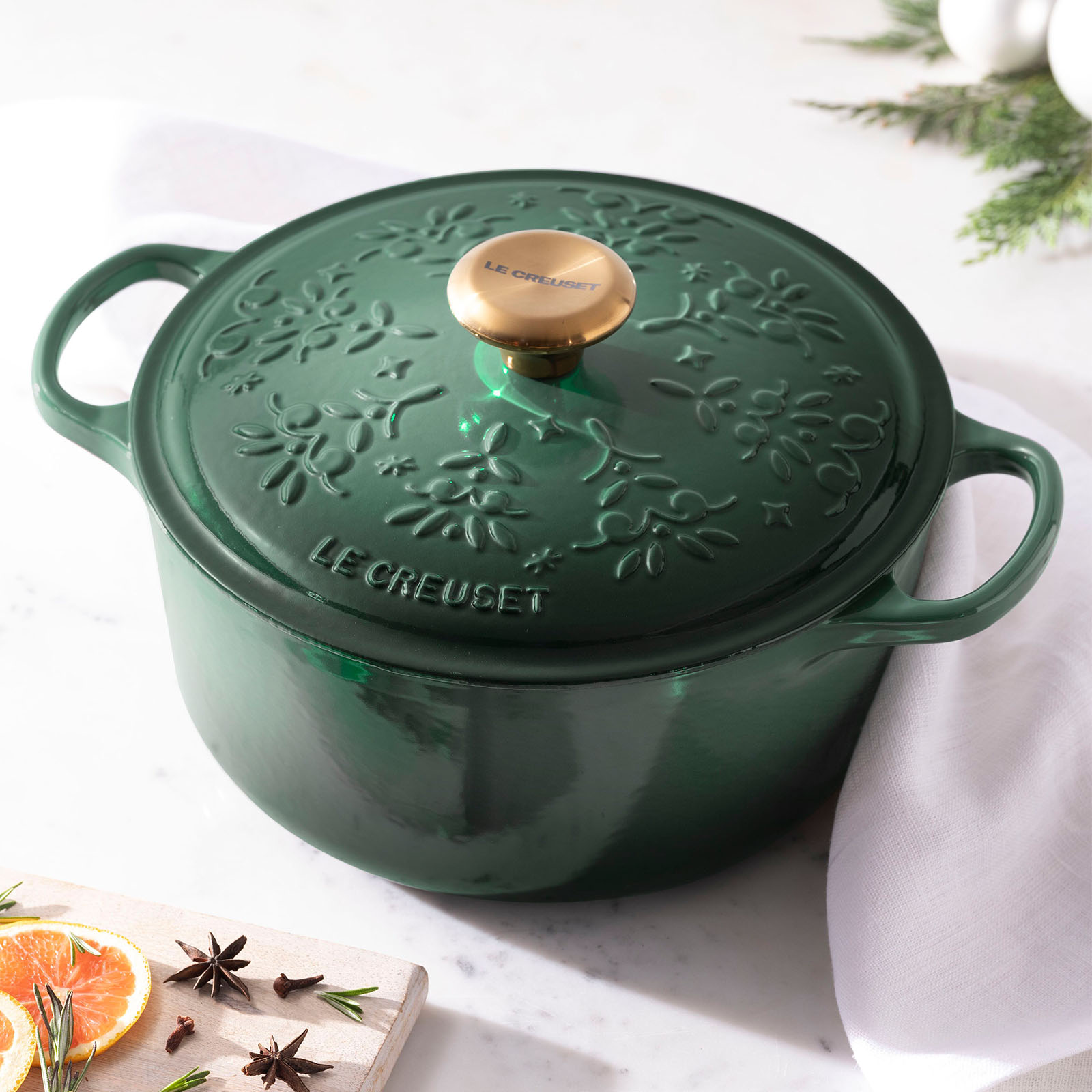 Noel 圓形琺瑯鑄鐵鍋 (金色鍋蓋頭) image number 5