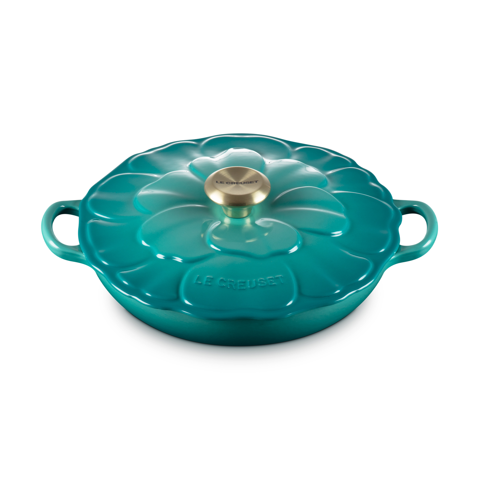 Petal Buffet Casserole 26cm Bleu Riviera (Light Gold Knob)