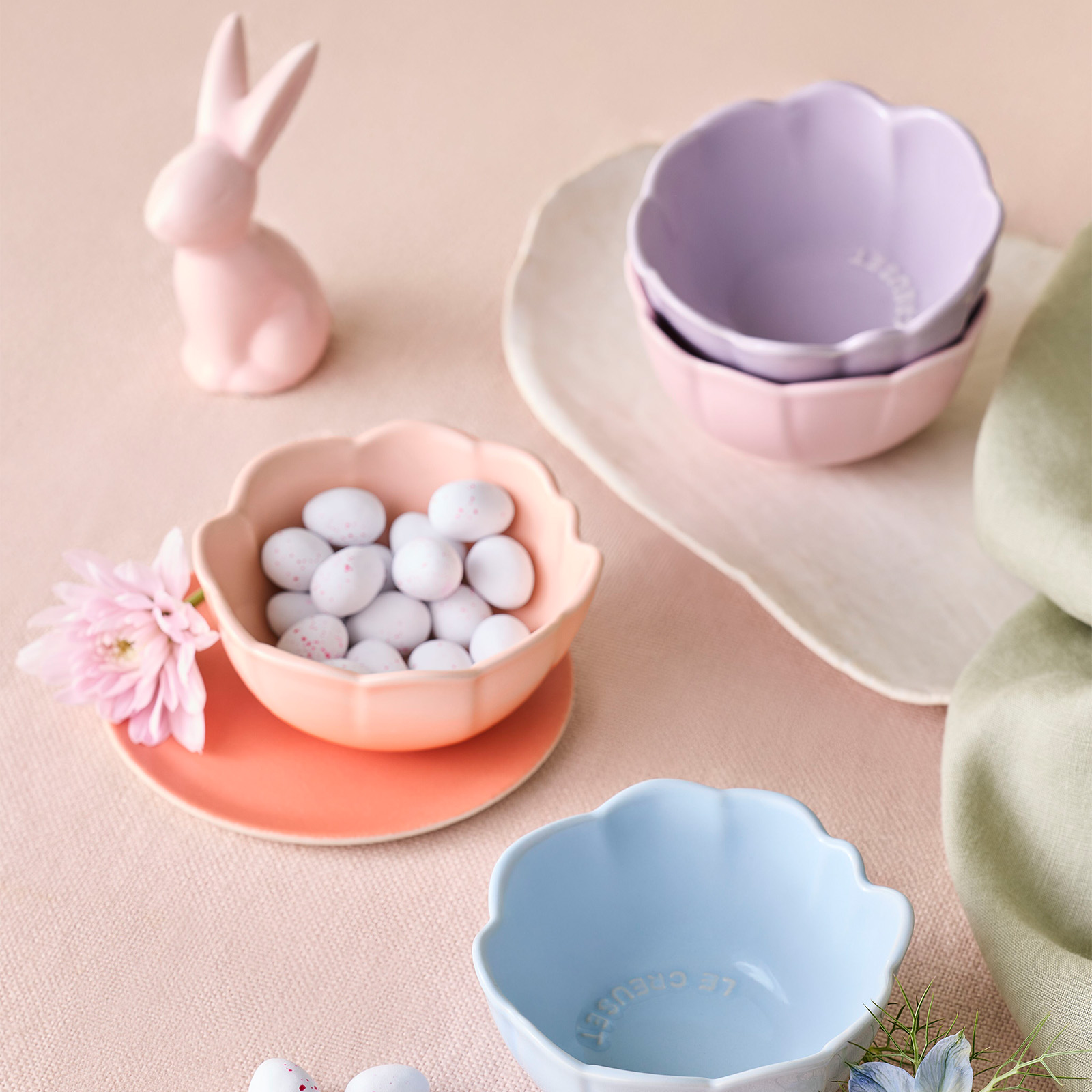 銀蓮花花瓣造型陶瓷碗 4件裝 image number 4