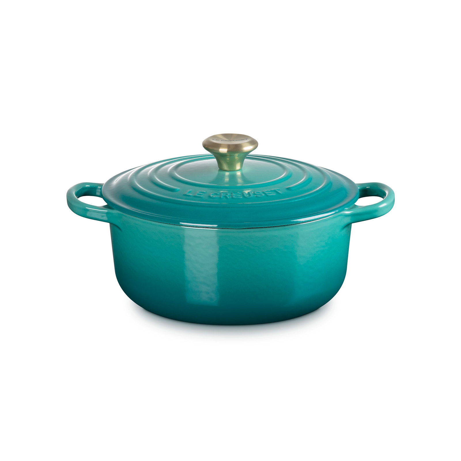 Round Casserole 20cm Bleu Riviera (Light Gold Knob)