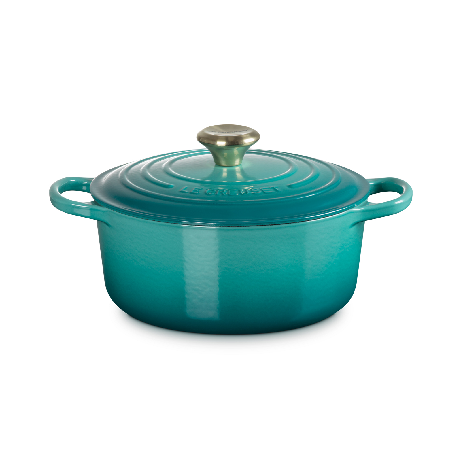 Round Casserole 24cm Bleu Riviera (Light Gold Knob)