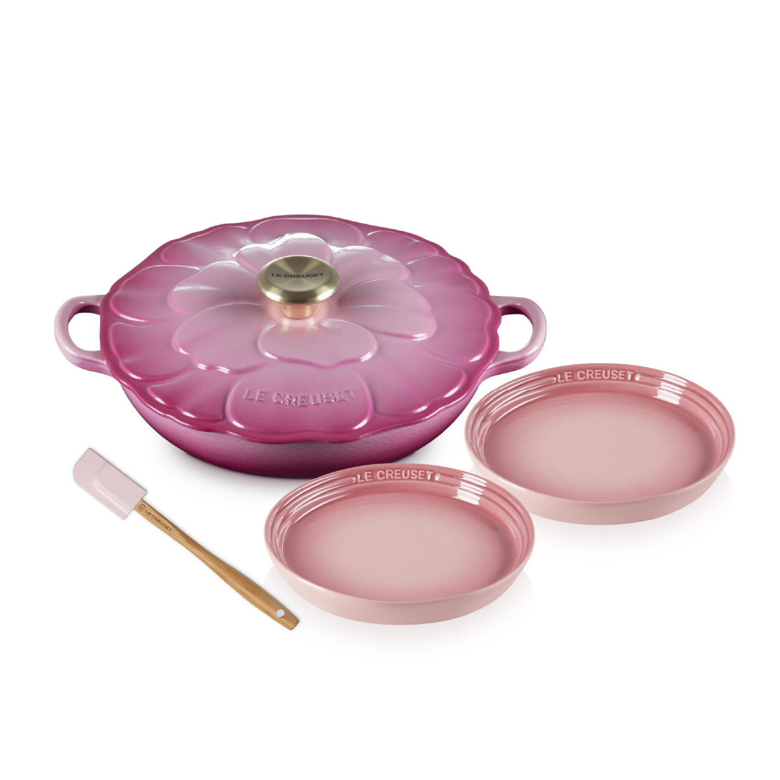 Petal 花瓣造型淺底鍋 26厘米 Berry (淺金色鍋蓋頭) 母親節限定套裝