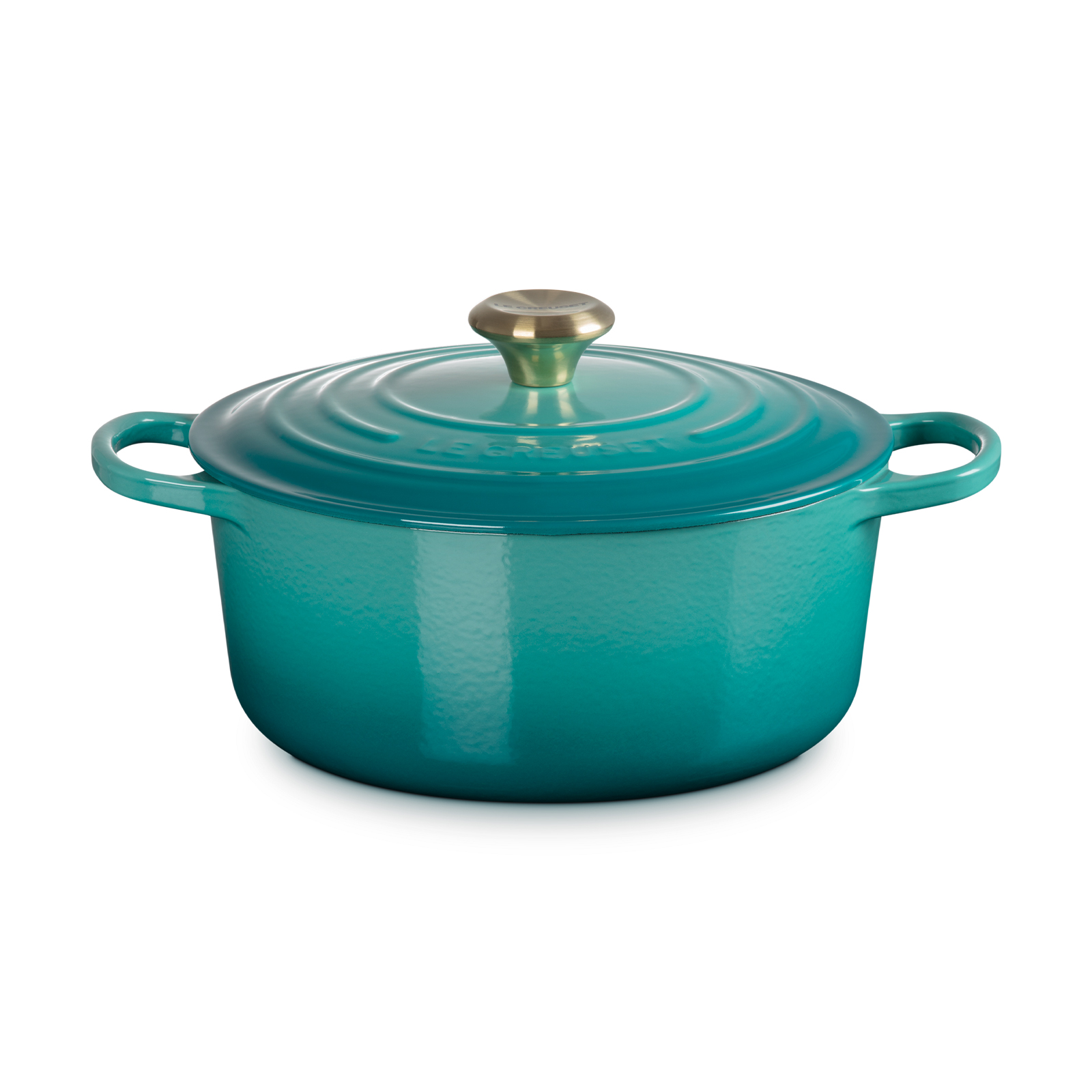 Round Casserole 26cm Bleu Riviera (Light Gold Knob)