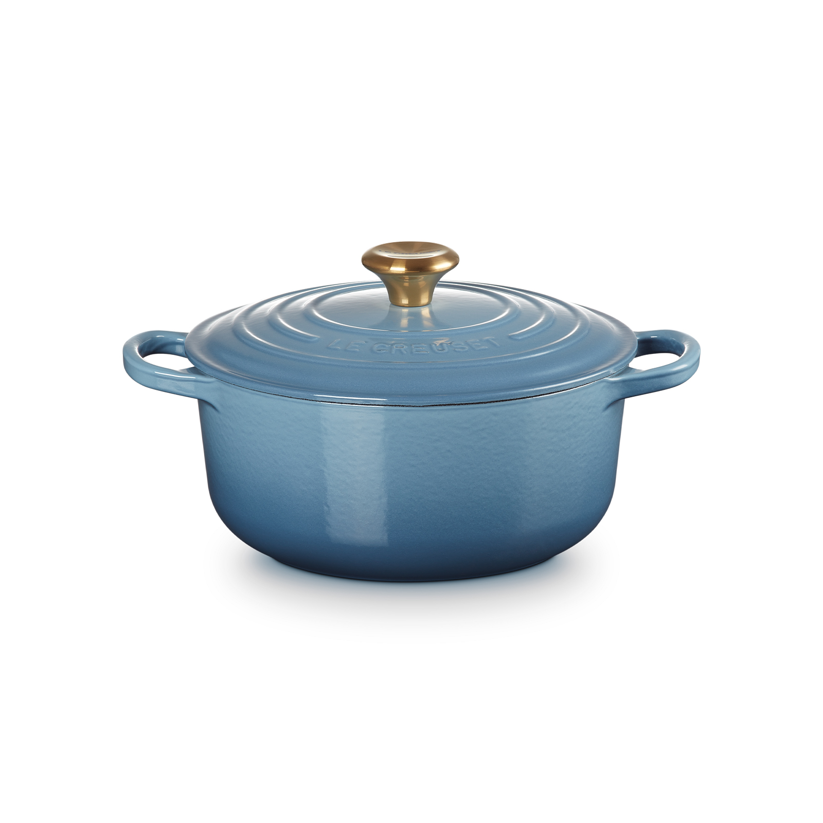 Round Casserole 20cm Chambray (Black Interior - Gold Knob)
