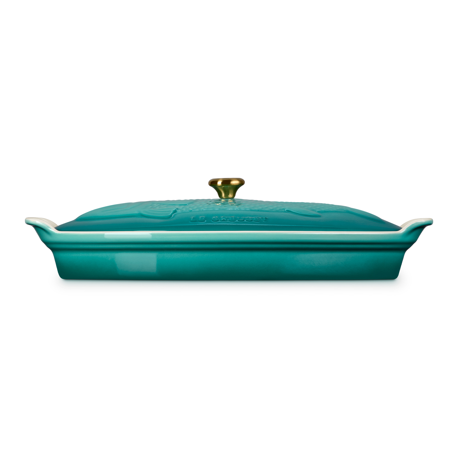 Lidded Fish Baker (Gold Knob) image number 2