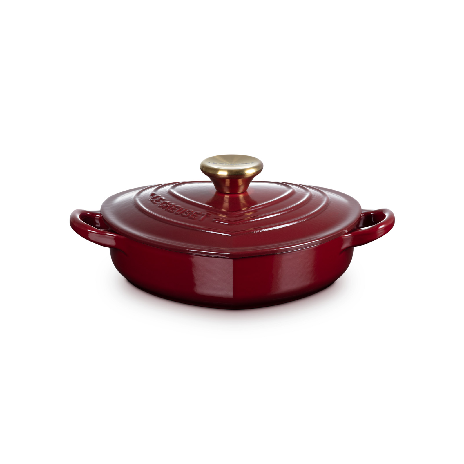 心型琺瑯鑄鐵淺底鍋 (金色鍋蓋頭) image number 1