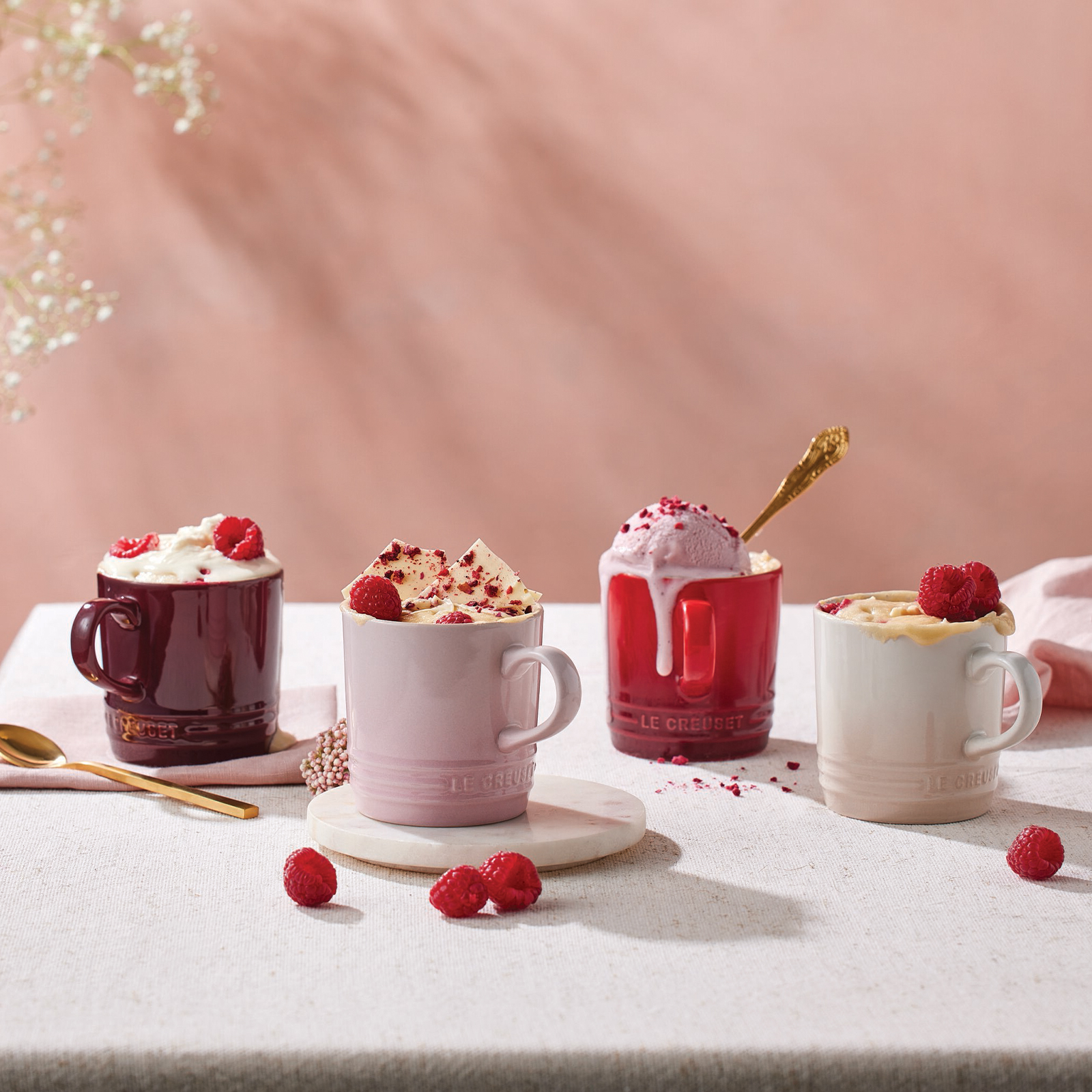 Petits Fours Set of 4 Coffee Mugs 200ml Cerise/Meringue/Shell Pink/Garnet
