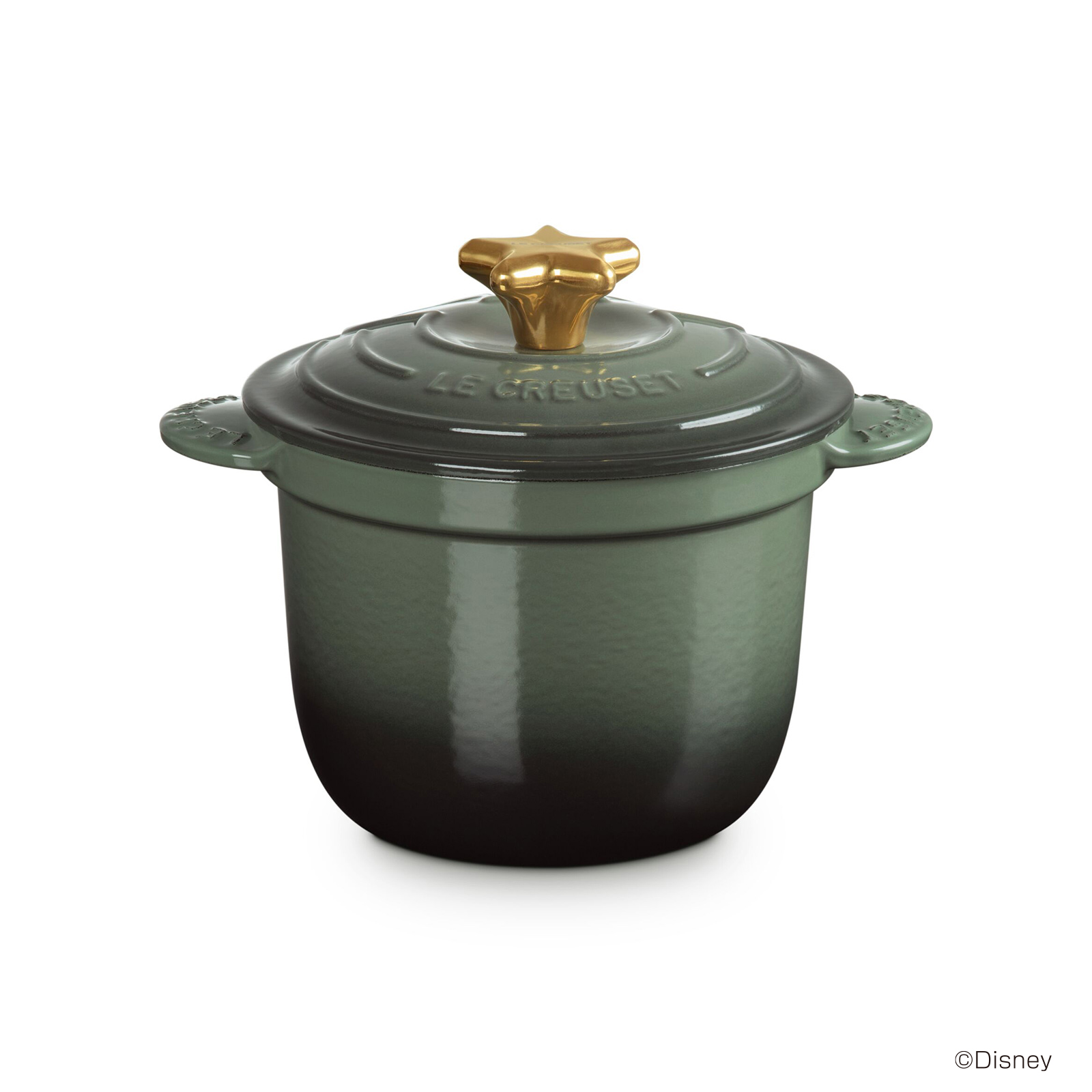 Mickey Mouse Cocotte Every 高身琺瑯鑄鐵鍋 18厘米 Thyme (金色星形鍋蓋頭)