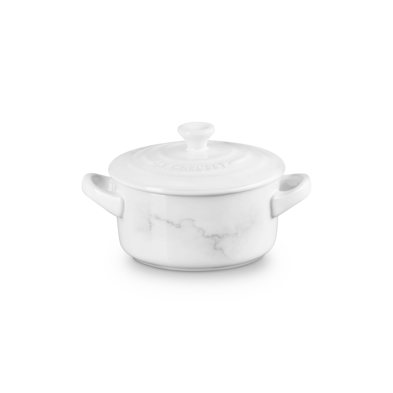 Marbre Blanc Mini Round Cocotte 10cm White Marble