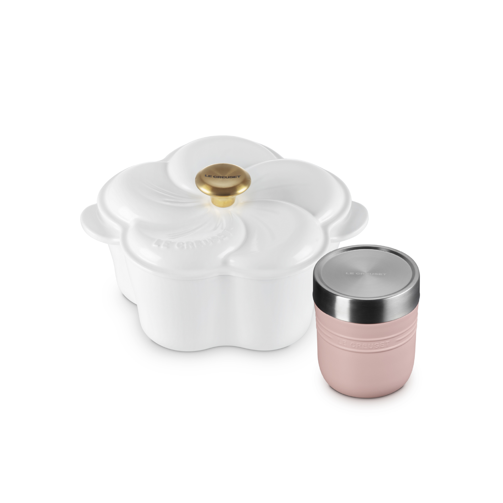 Flower Cocotte 20cm White (Gold Knob) Special Set