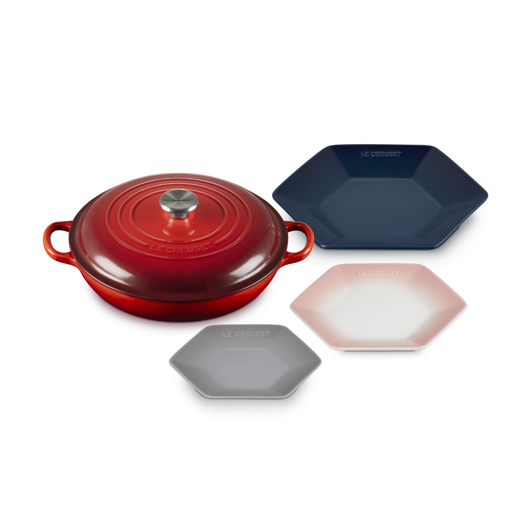 Buffet Casserole 26cm Cerise + 3 Hexagon Plates Special Set