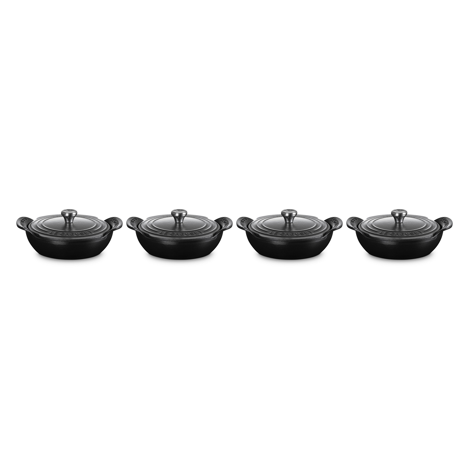 Set of 4 Mini Lidded Buffet Casserole 13cm Matte Black