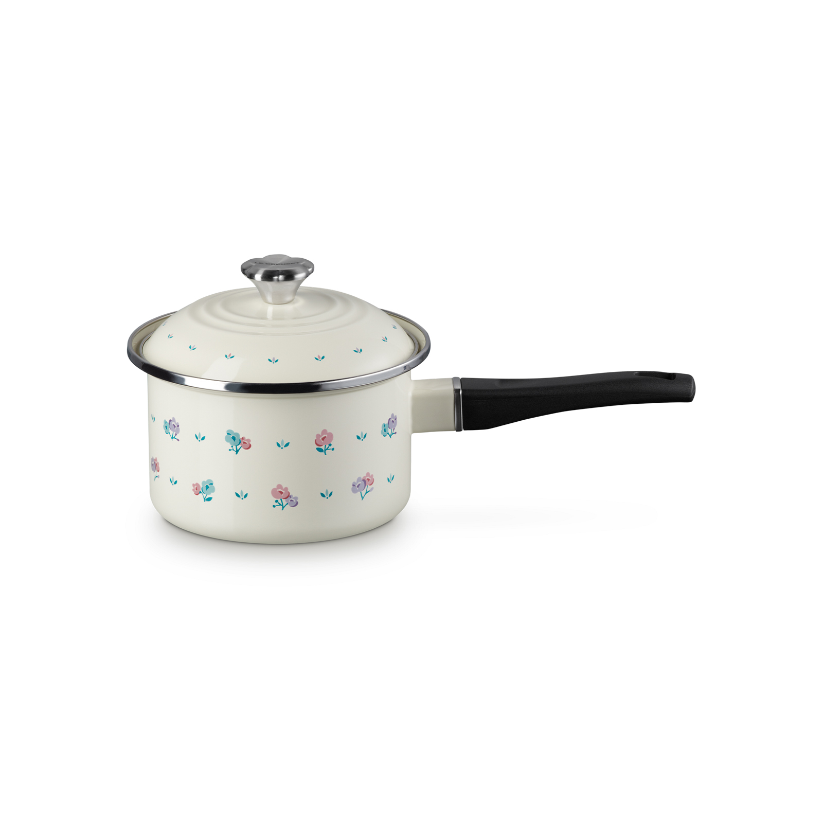 Petite Fleur Enamel On Steel Saucepan (Flower Knob)