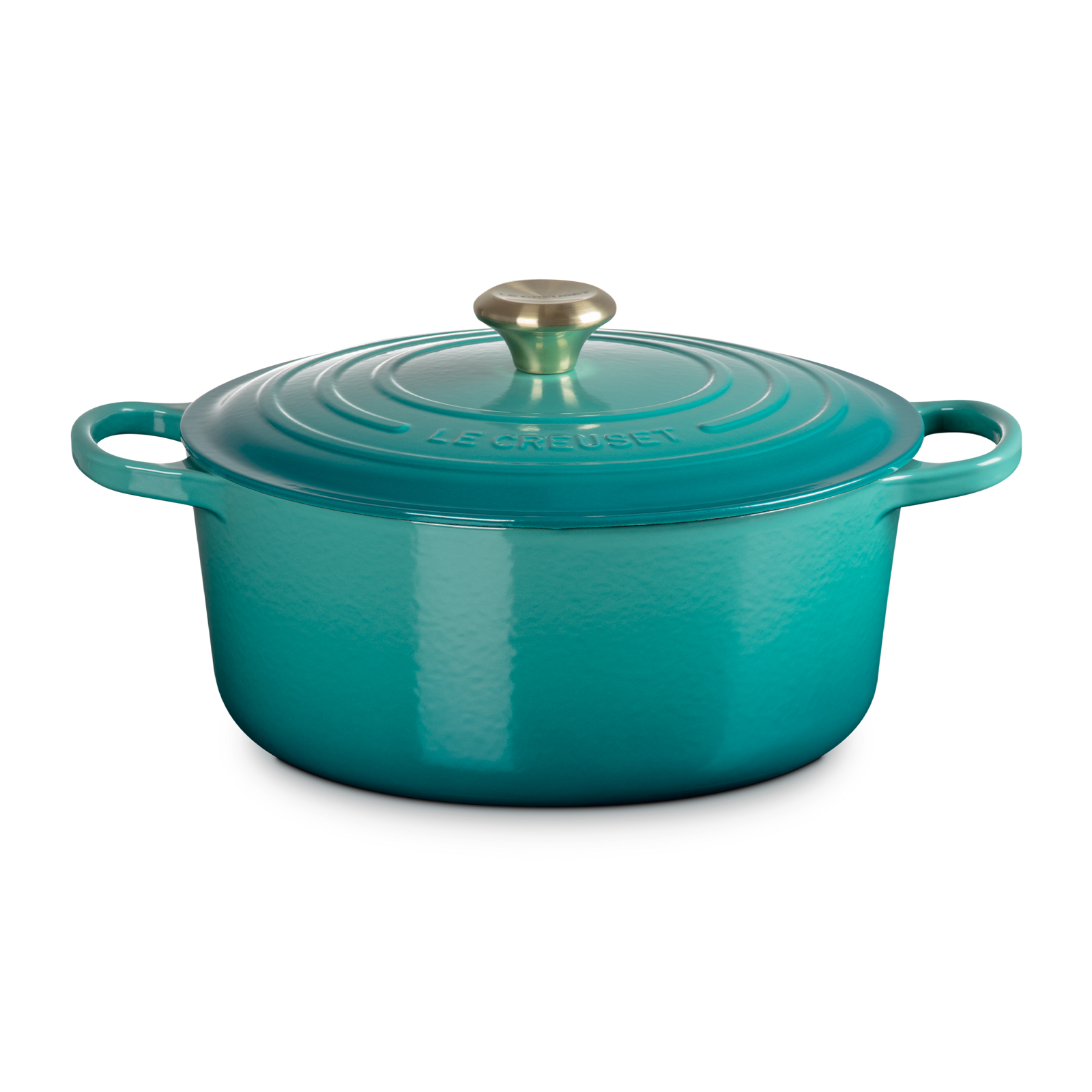 Round Casserole 28cm Bleu Riviera (Light Gold Knob)