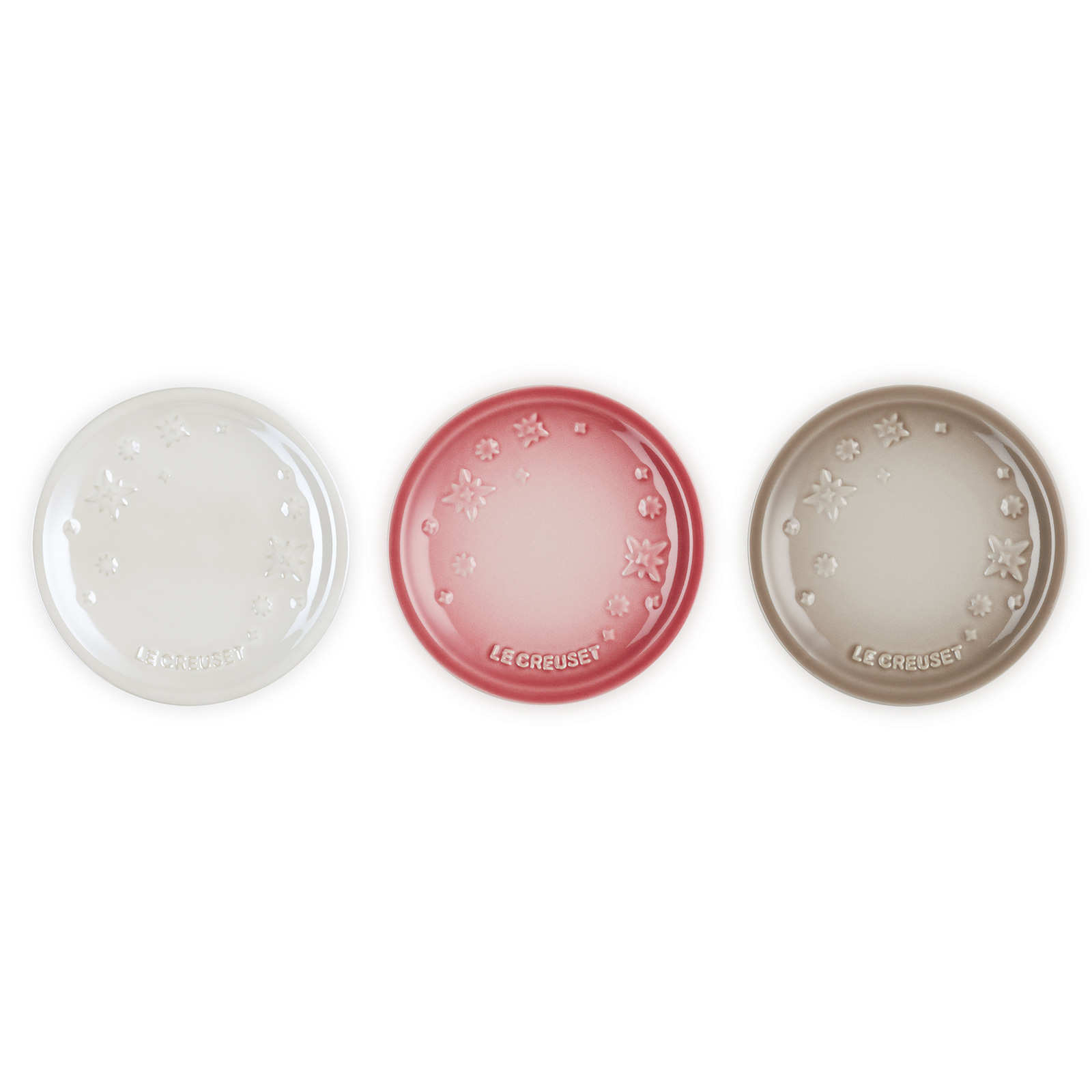 星形浮雕陶瓷圓形碟3件裝