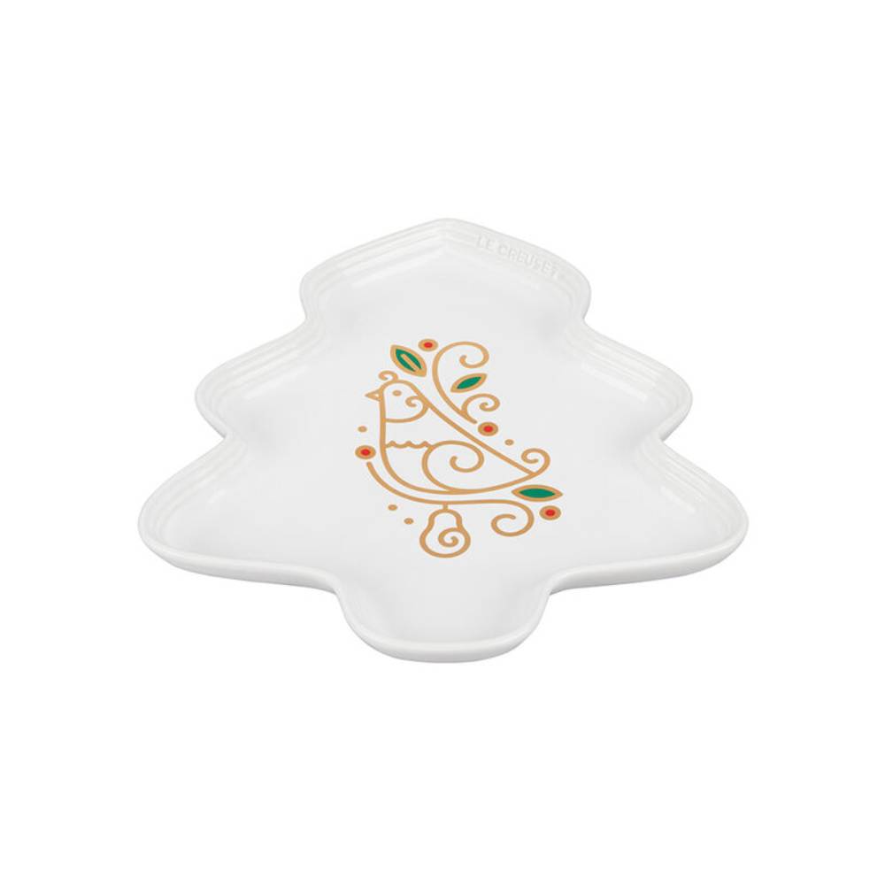 聖誕樹造型陶瓷餅乾盤 (洋梨樹上的鷓鴣圖案) image number 1