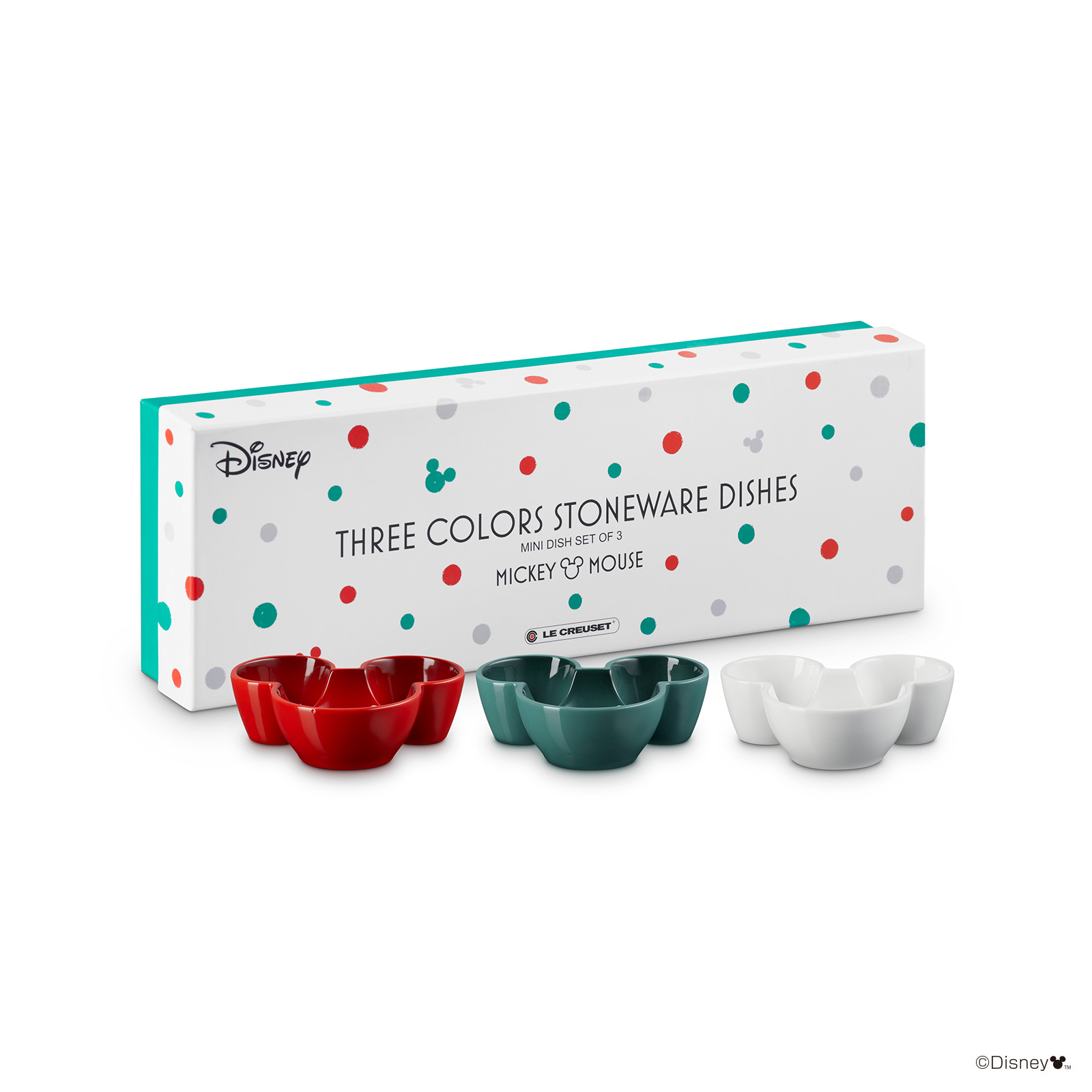 Mickey Mouse Set of 3 Mini Dish White/Cherry Red/Artichaut