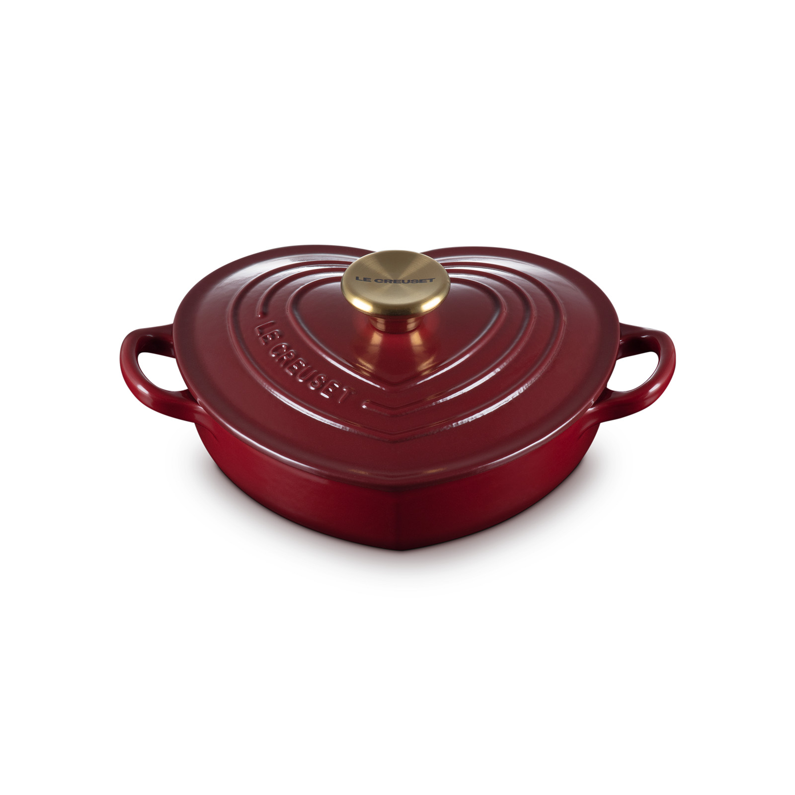 心形琺瑯鑄鐵淺底鍋 20厘米 Garnet (金色鍋蓋頭)