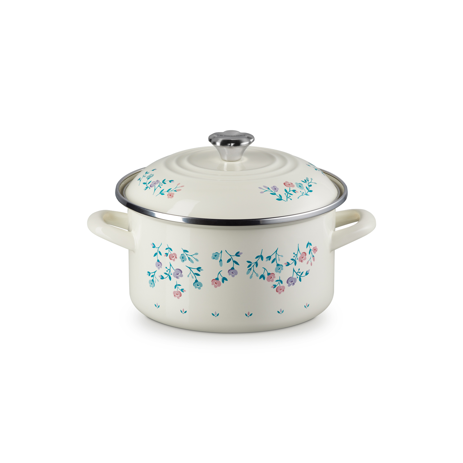 Petite Fleur Enamel On Steel Casserole (Flower Knob)
