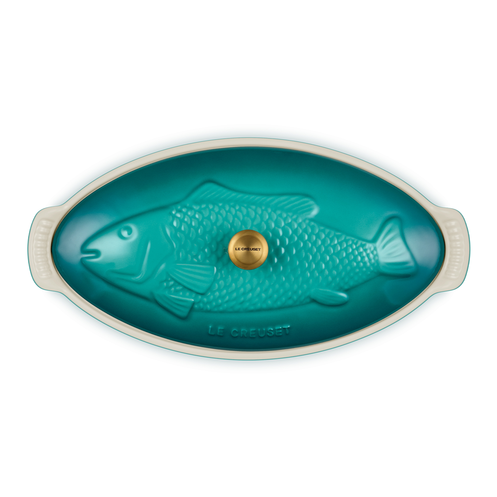 Lidded Fish Baker (Gold Knob) image number 3