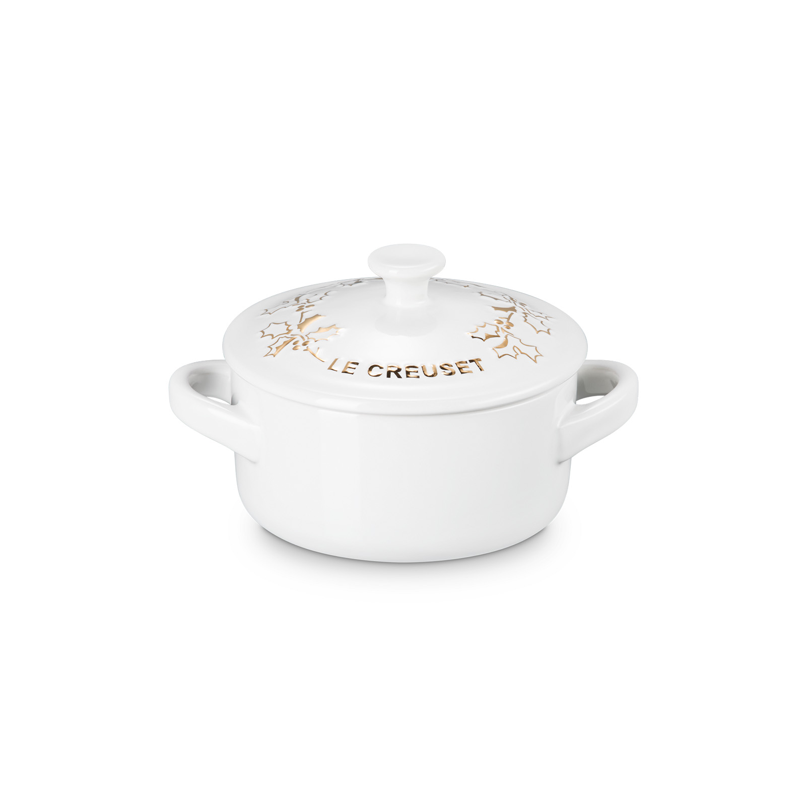 Holly 迷你陶瓷金色圖案小鍋子 White