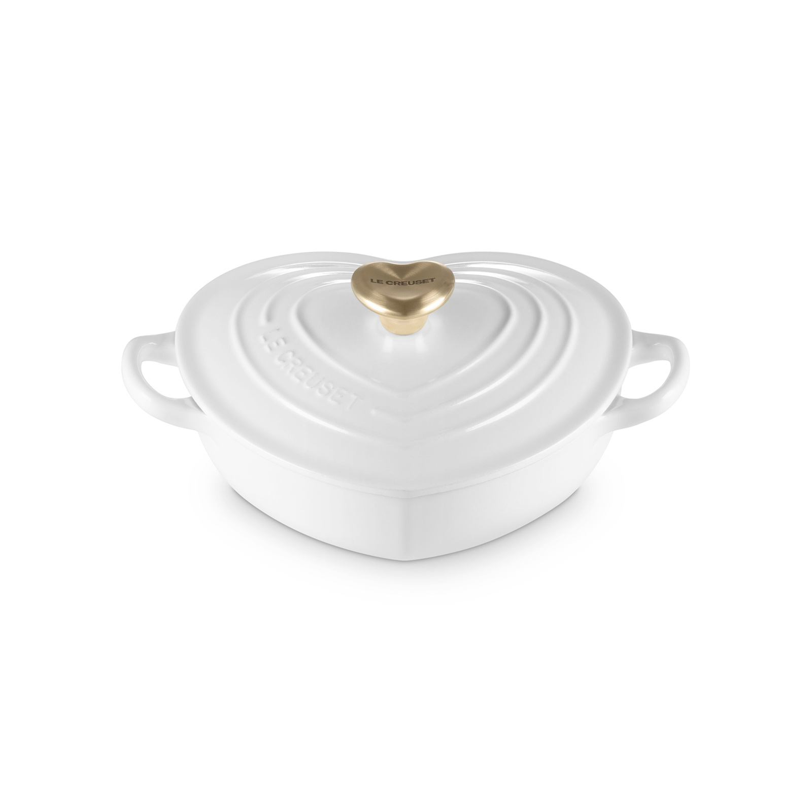 Heart Dish 20cm White (Light Gold Knob)