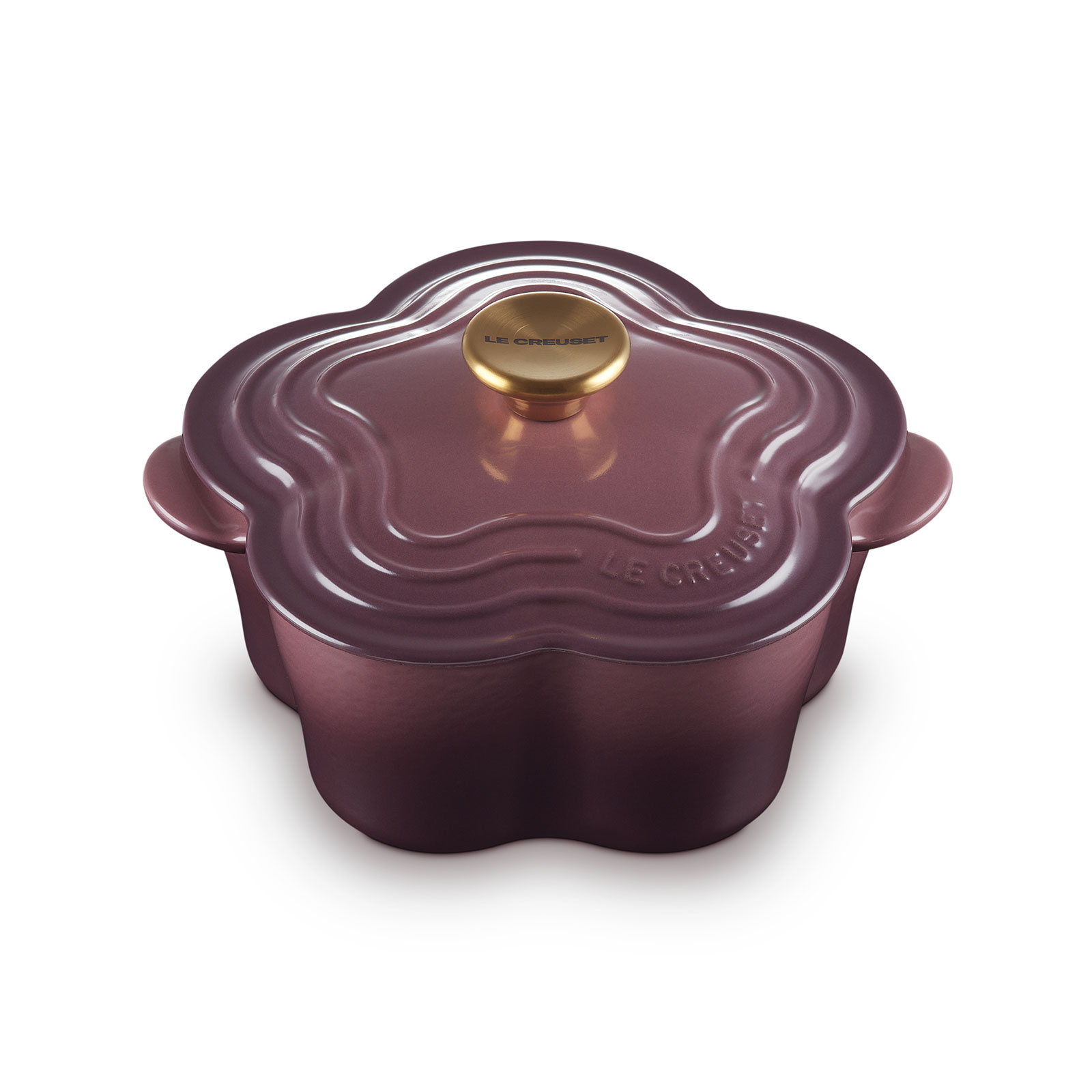 Flower Shaped Casserole 20cm Fig (Black interior- Gold Knob)