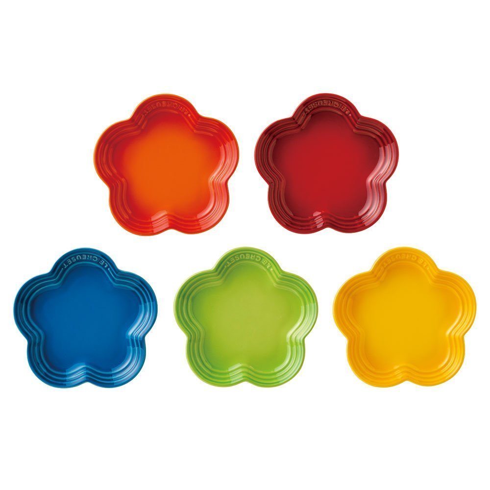 Set of 5 Flower Plates 14cm Cerise/ Flame/ Marseille/ Plam/ Honey