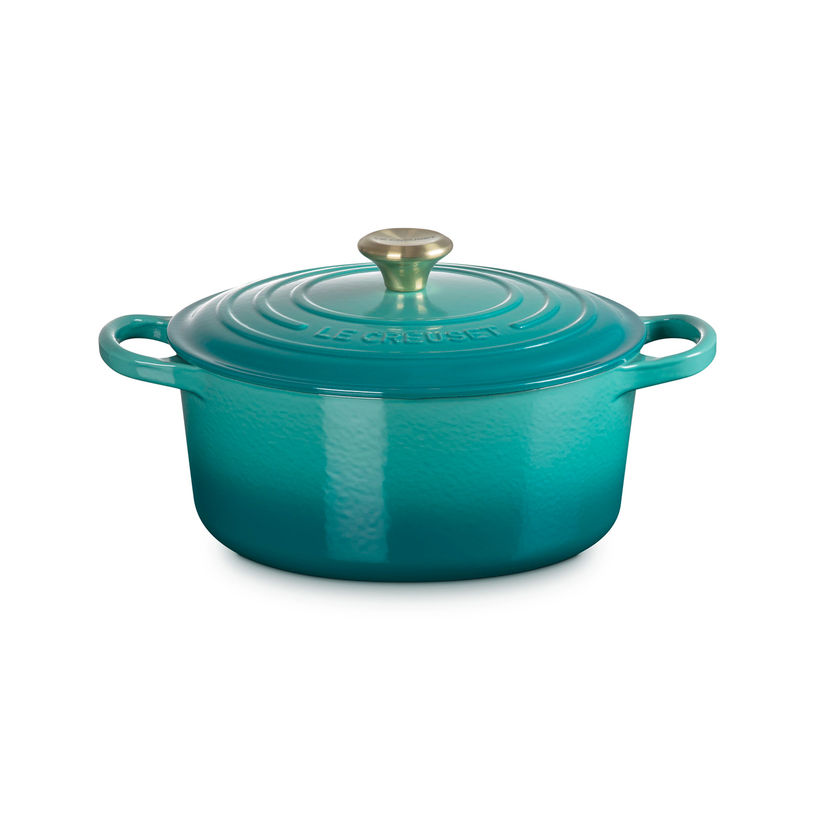 Round Casserole 22cm Bleu Riviera (Light Gold Knob)