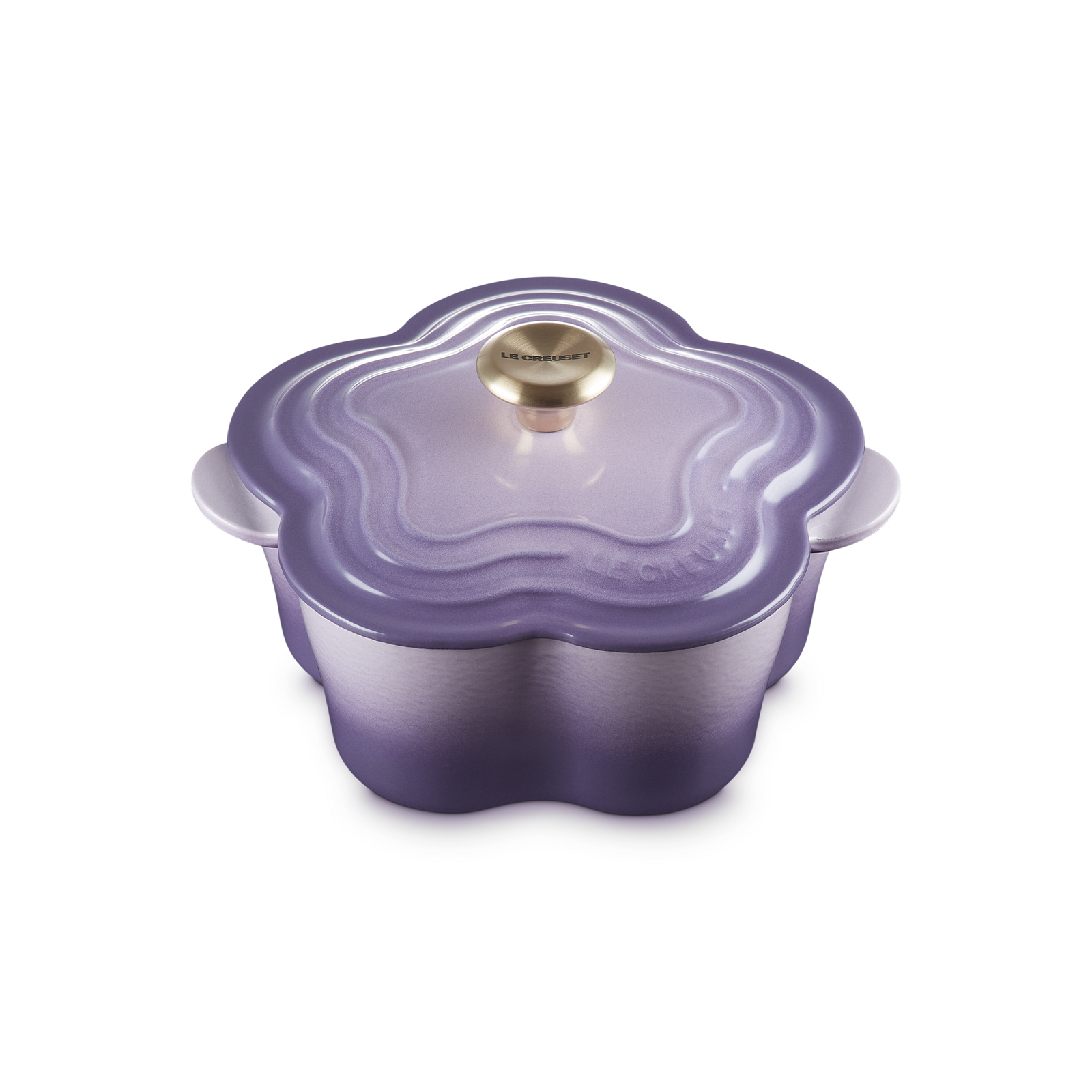 Flower Shaped Casserole 20cm Bluebell Purple (Light Gold Knob)