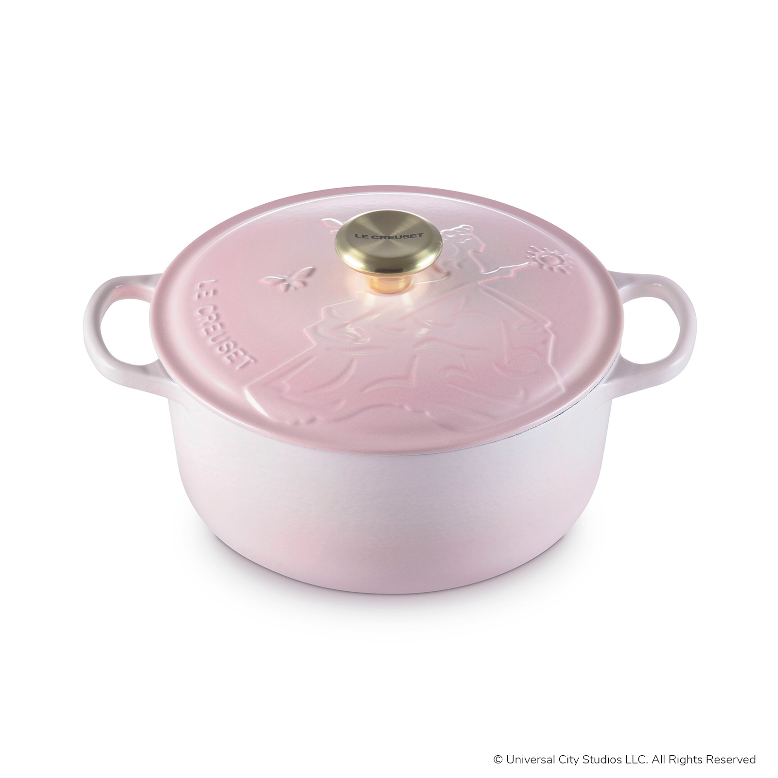 Wicked Glinda 浮雕圓形琺瑯鑄鐵鍋 24厘米 Shell Pink