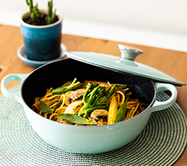 Spaghetti in Vegetarian Laksa Sauce Spaghetti in Vegetarian Laksa Sauce