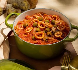 Slow-cooked Squid with Olives and Tomatoes
