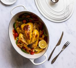 白酒檸檬蔬菜烤原隻雞